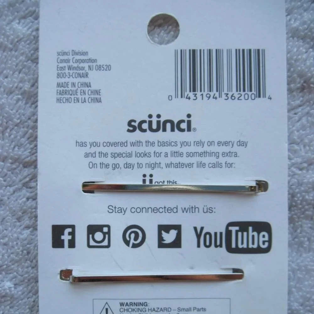 2 Scunci Real Style Diamond Gems Bobbies Bobby Slide Hair Pins Jewel Sparkle